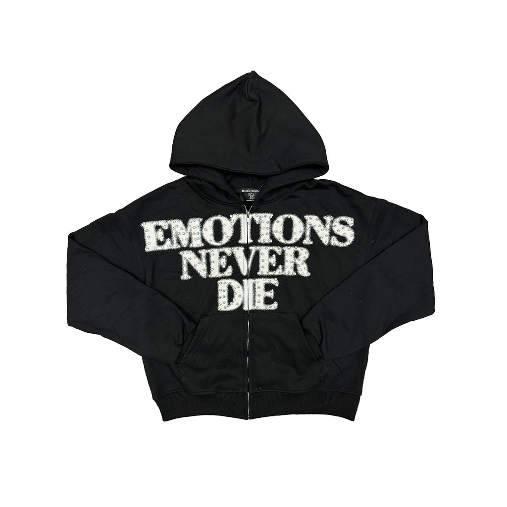 Mixed Emotion - Black ‘End’ Rhinestone hoodie
