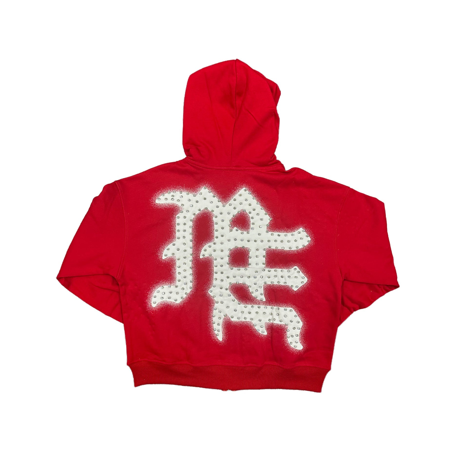 Mixed Emotion - RED ‘End’ Rhinestone hoodie