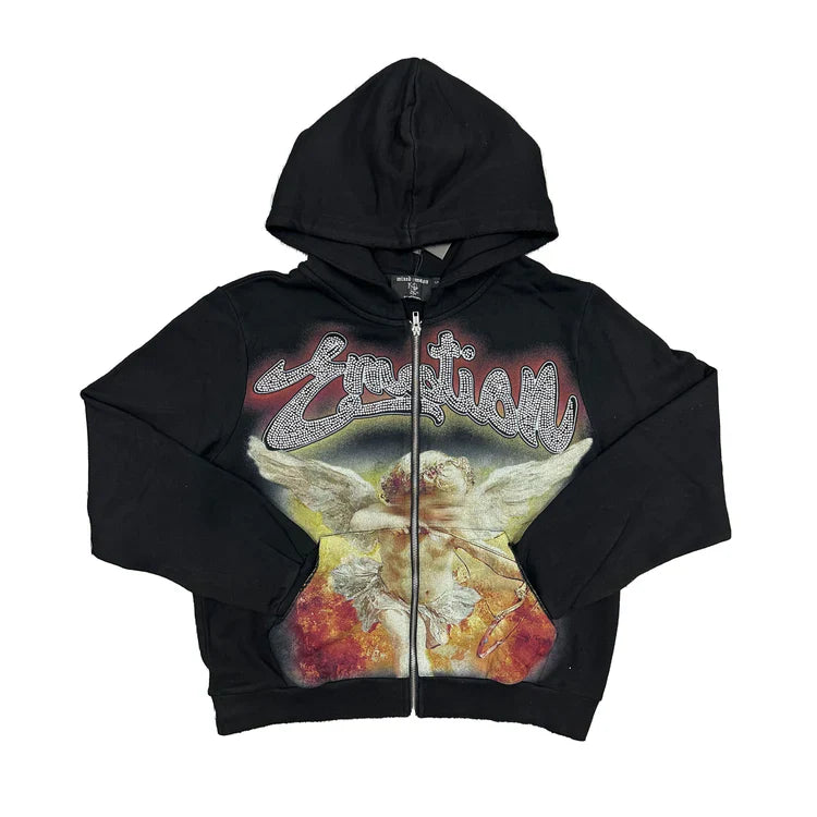 Mixed Emotion - Black Rhinestone Hoodie